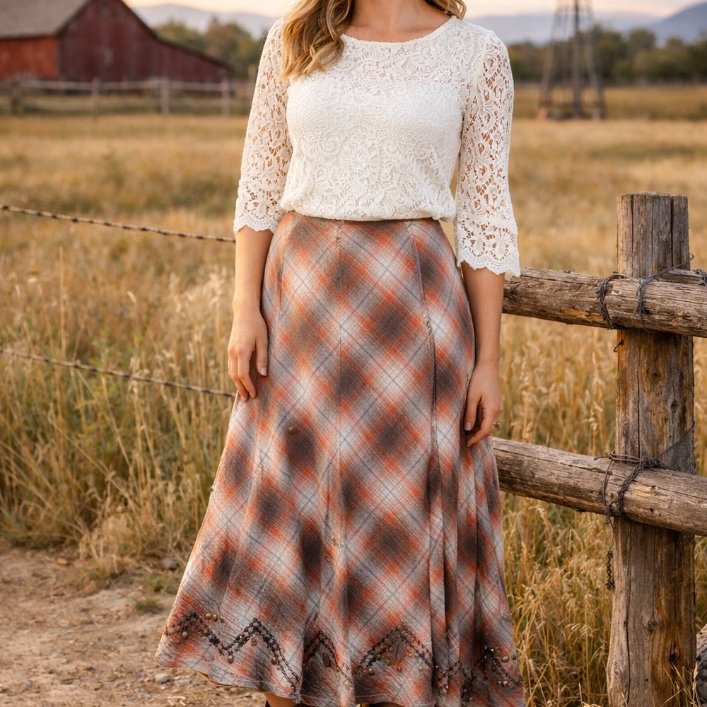 Reba Multicolor Plaid A-Line Skirt